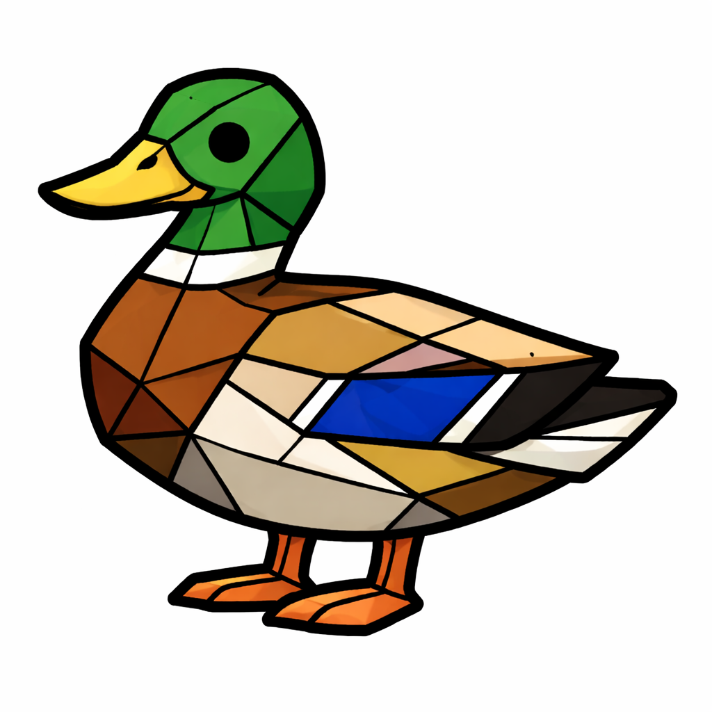 Low poly stained glass mallard duck