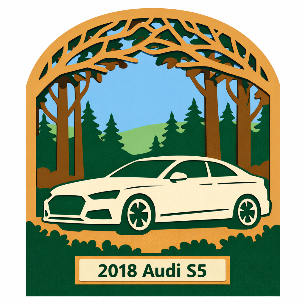 Laser-cut shadow box with Audi S5 side profile v2